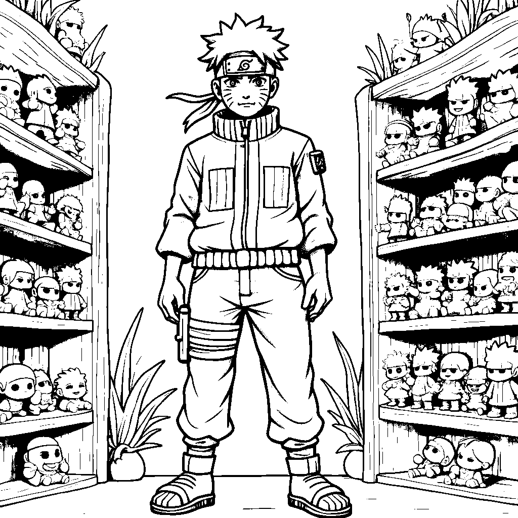 A giant Naruto figurine standing on a shelf