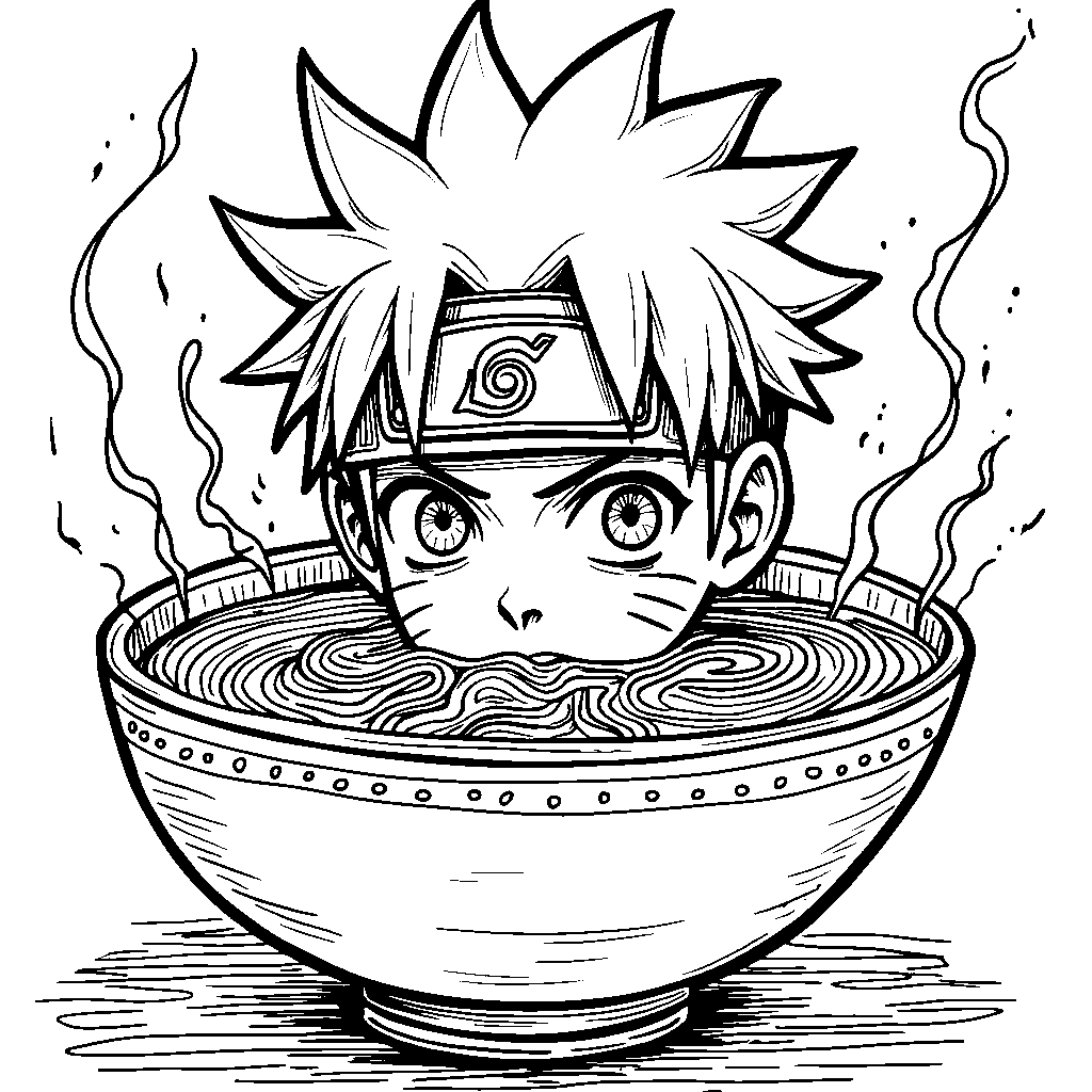 A giant ramen bowl with Naruto's face on it