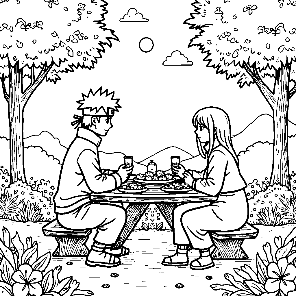 Naruto and his friends having a picnic