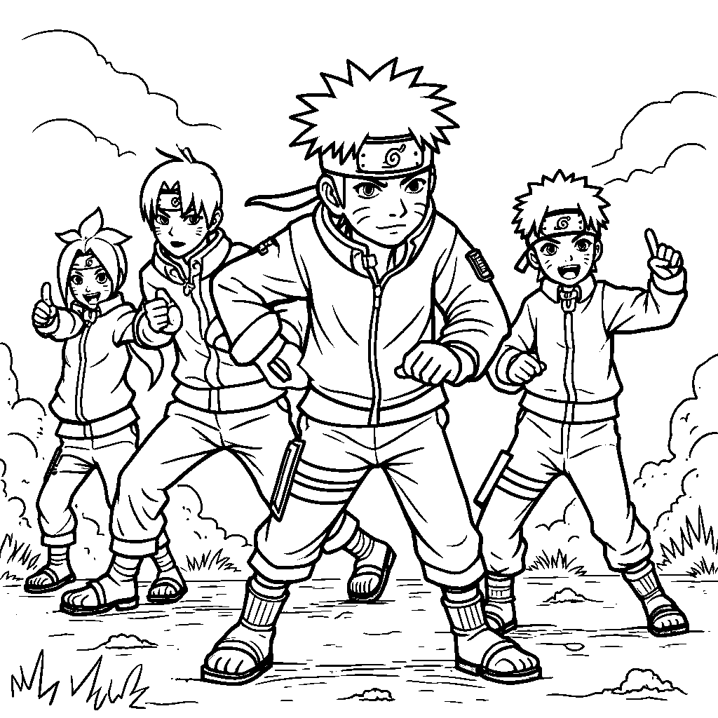 Naruto and his friends playing a game of tag