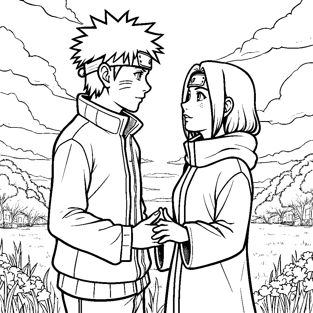 Naruto and Sakura Haruno holding hands