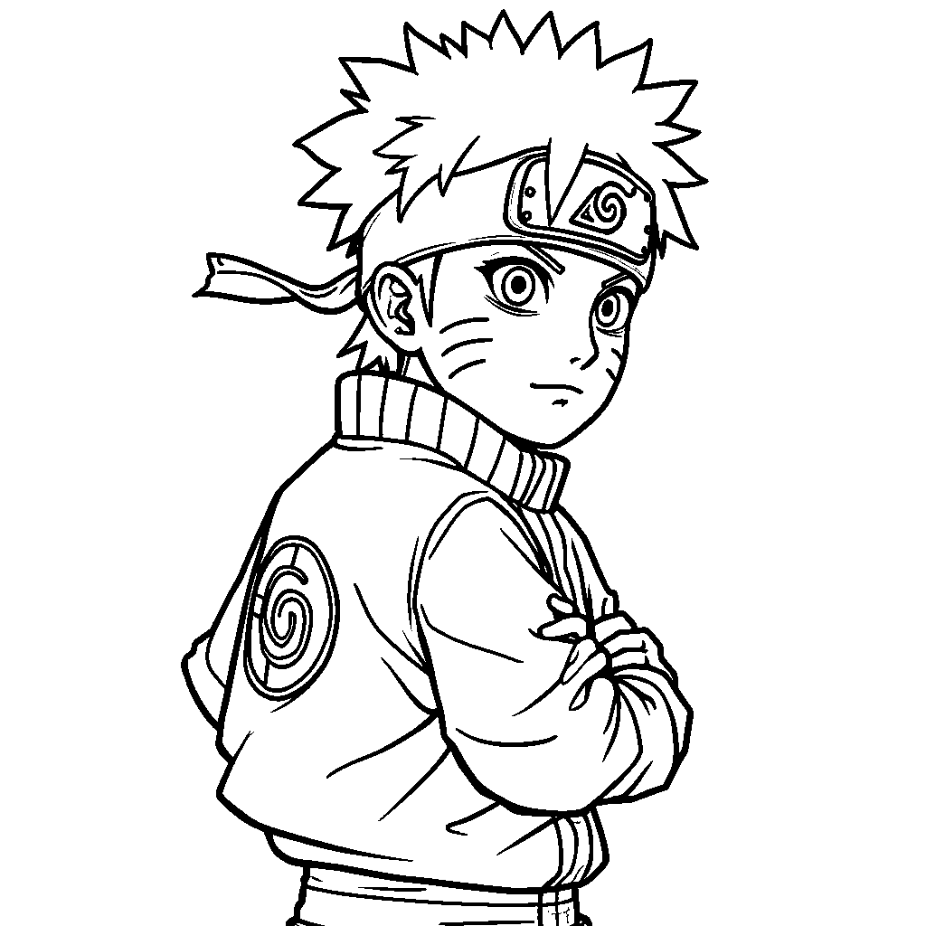 Naruto's iconic orange jumpsuit with a big 'N' on the back