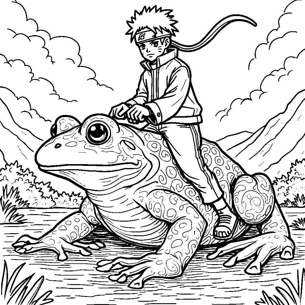 Naruto riding a giant frog