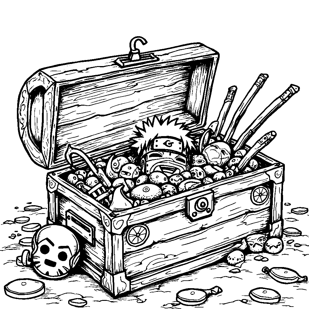 A Naruto-themed treasure chest filled with ninja gear