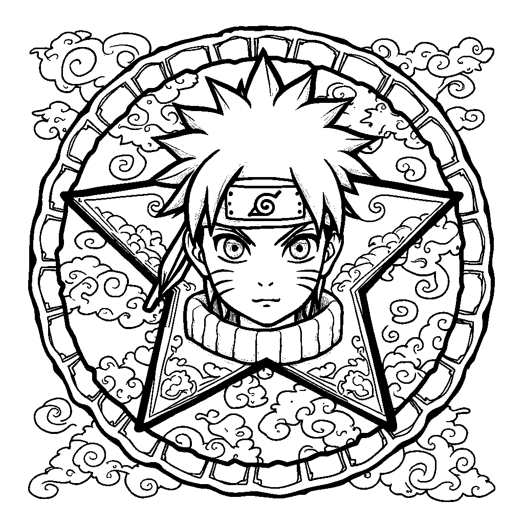 A ninja star with Naruto's face in the center