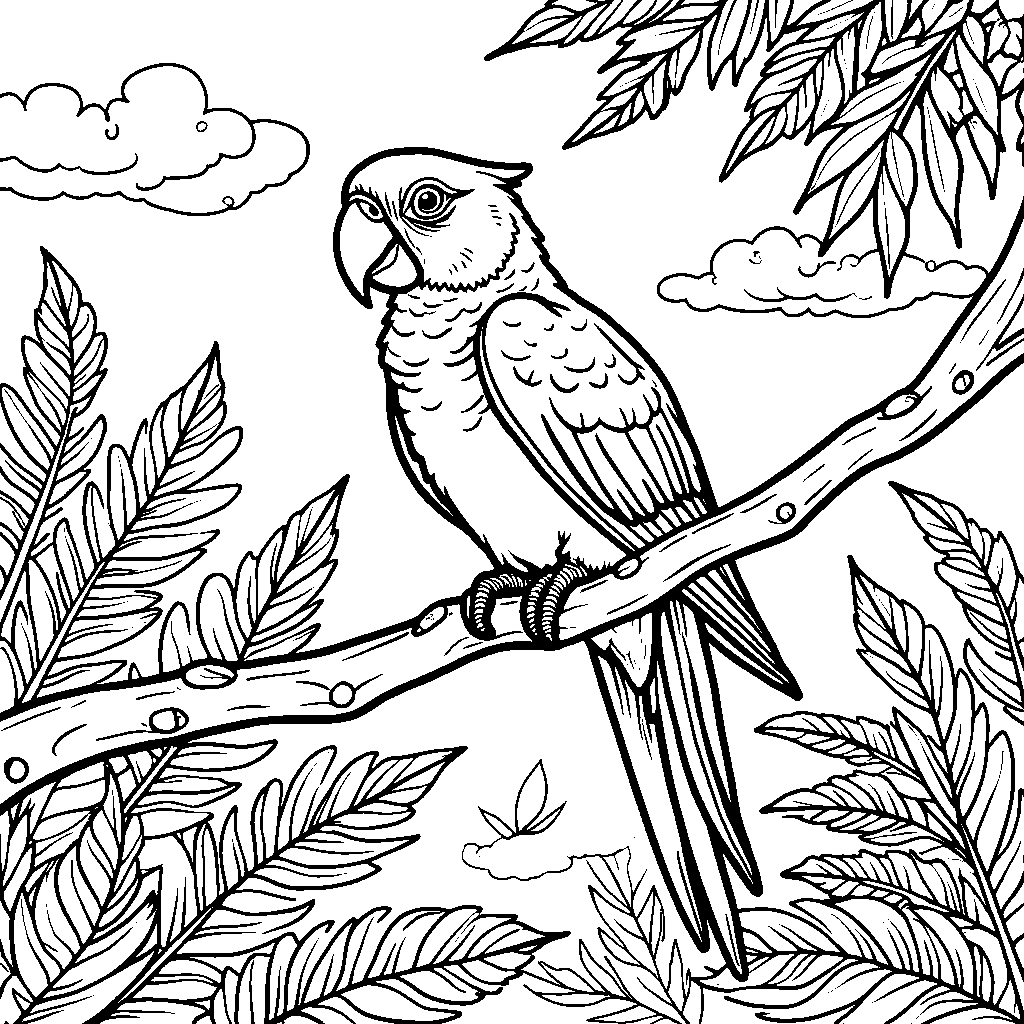 A colorful parrot perched on a branch