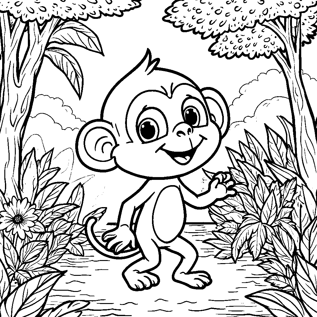 A playful monkey swinging through the jungle trees