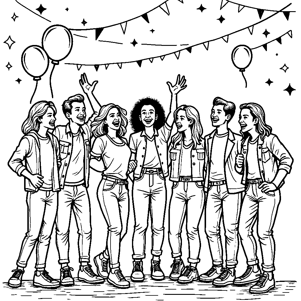 A group of friends having a dance party