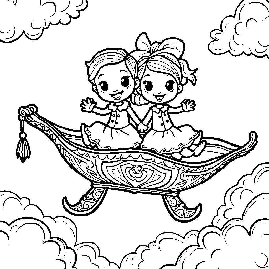 Cosmo and Wanda flying on a magic carpet