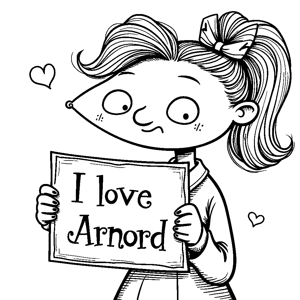 Helga Pataki holding a 'I love Arnold' Valentine