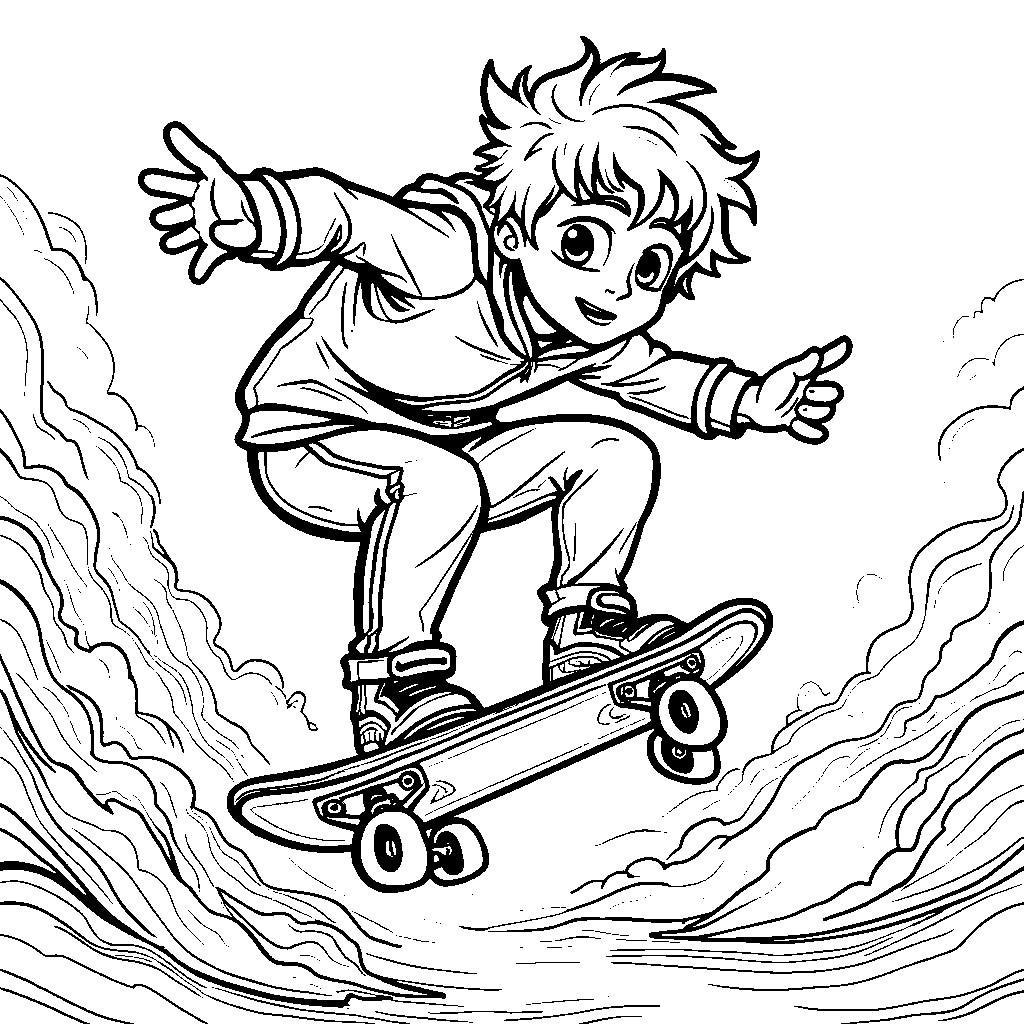 Otto Rocket doing a cool skateboard trick