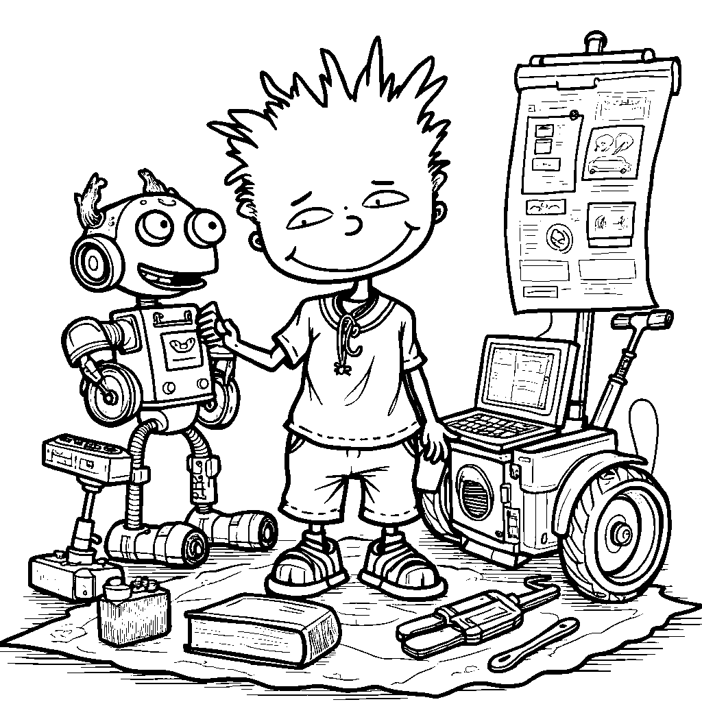 Rugrats' Stu Pickles inventing a new toy