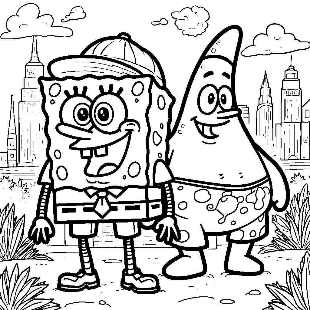 SpongeBob and Patrick having a Mermaid Man and Barnacle Boy adventure