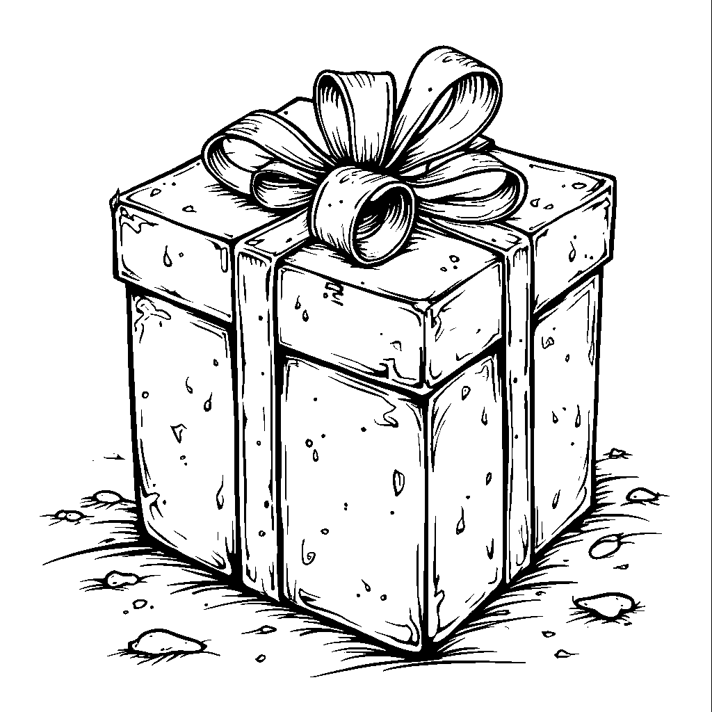 A Christmas present wrapped in black and orange paper