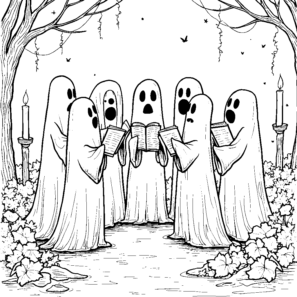 A ghostly choir singing Christmas carols