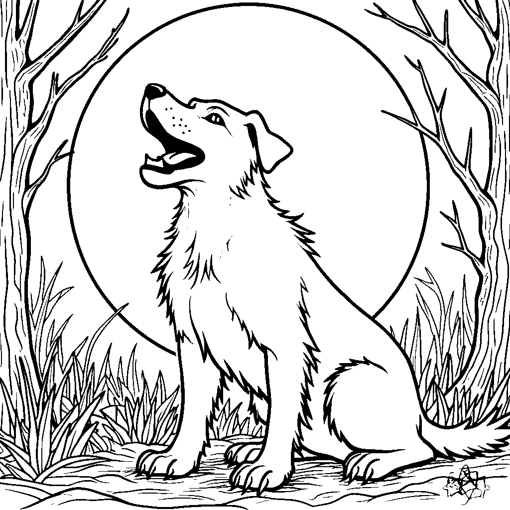 A ghostly dog howling at the moon