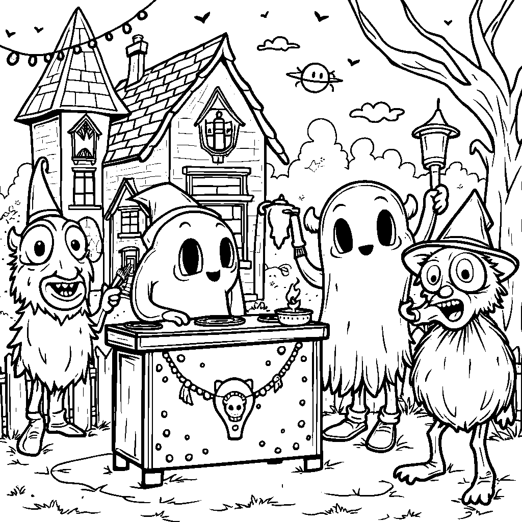 A ghostly festive holiday party with spooky guests