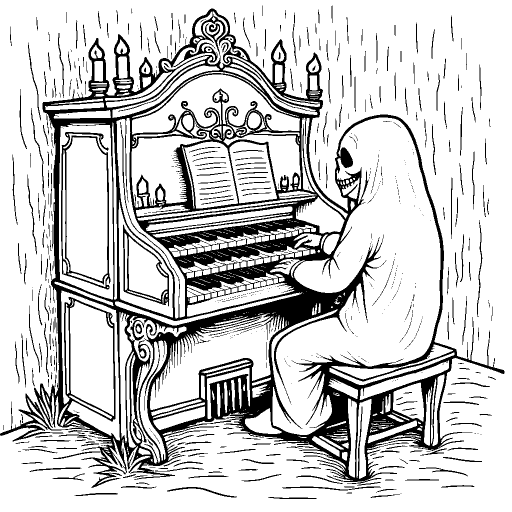 A haunted organ playing a spooky holiday tune