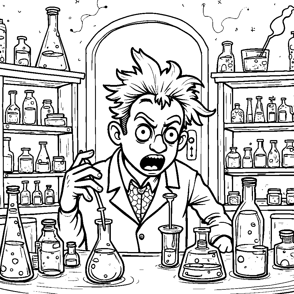 Dr. Finkelstein's laboratory with beakers and test tubes