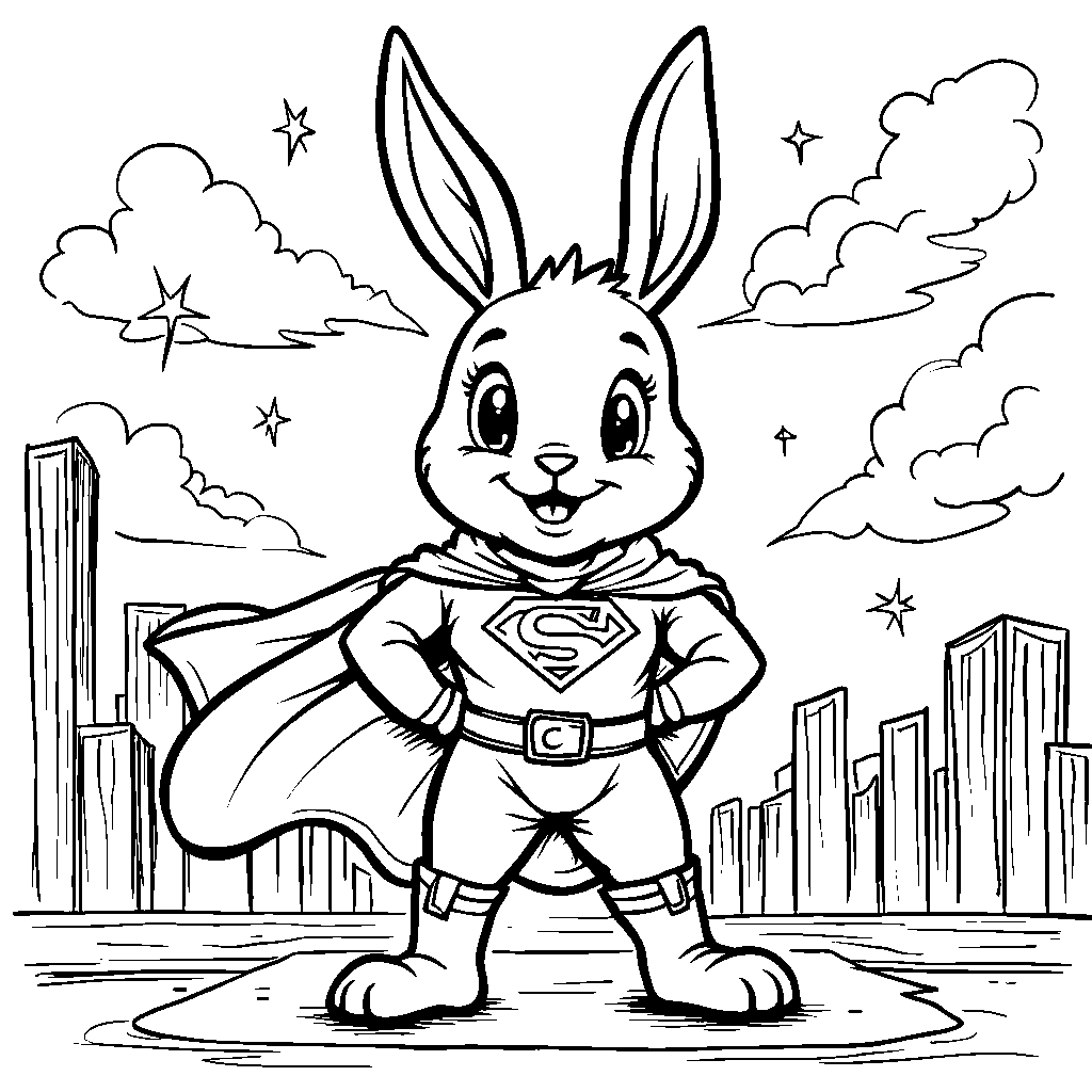 Ninja rabbit wearing a superhero cape