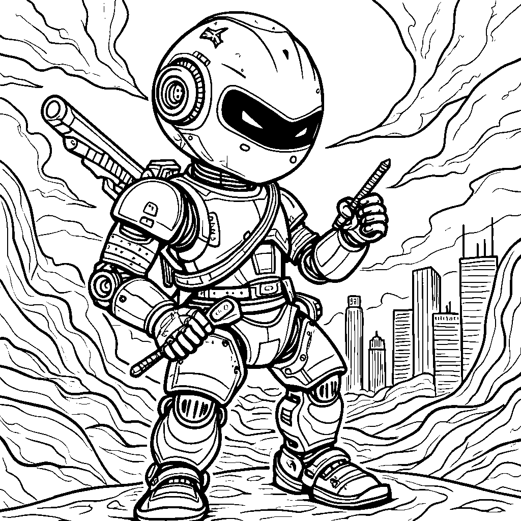 Ninja robot with a built-in coloring app