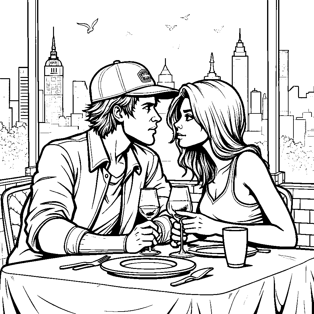 Casey Jones and April O'Neil on a romantic dinner date