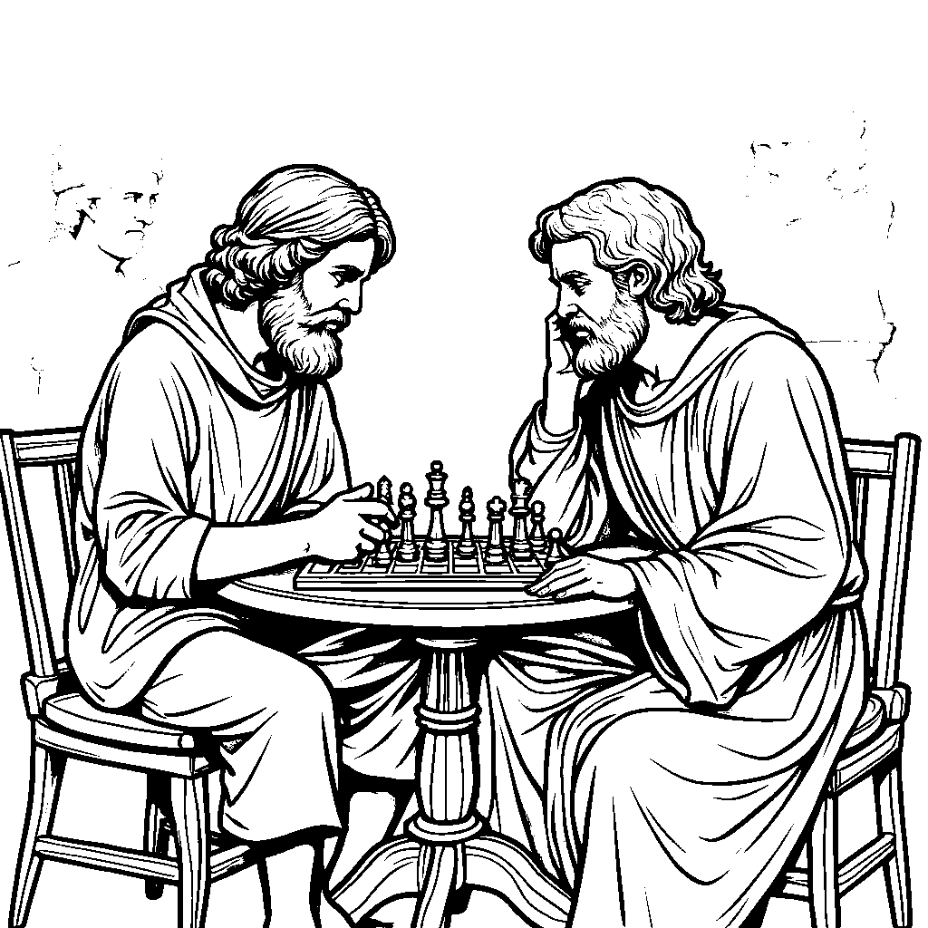 Leonardo and Michelangelo having a friendly game of chess