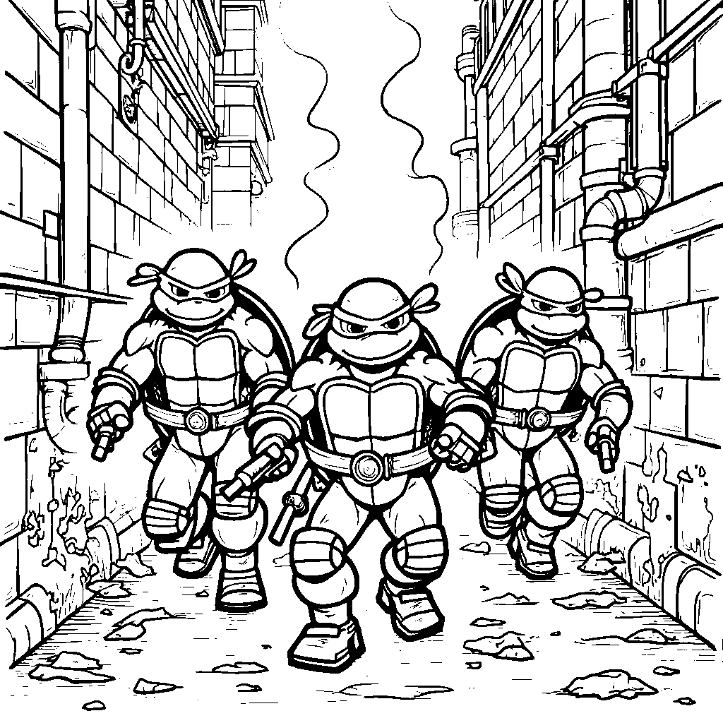 Leonardo leading his brothers on a mission through the sewers