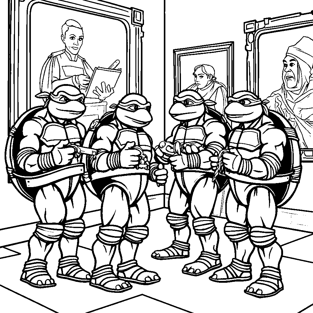 The Turtles visiting a museum to learn about art and history