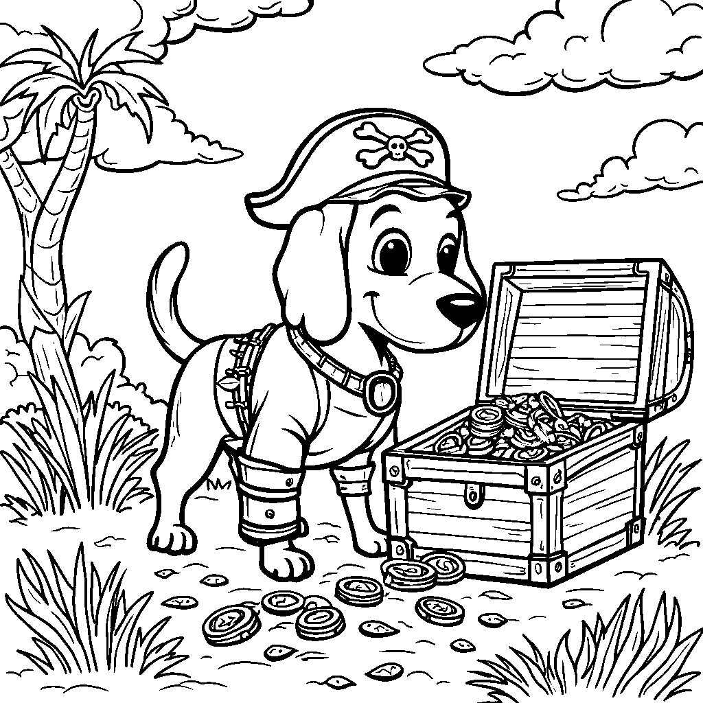 Beagle sniffing out a hidden treasure chest