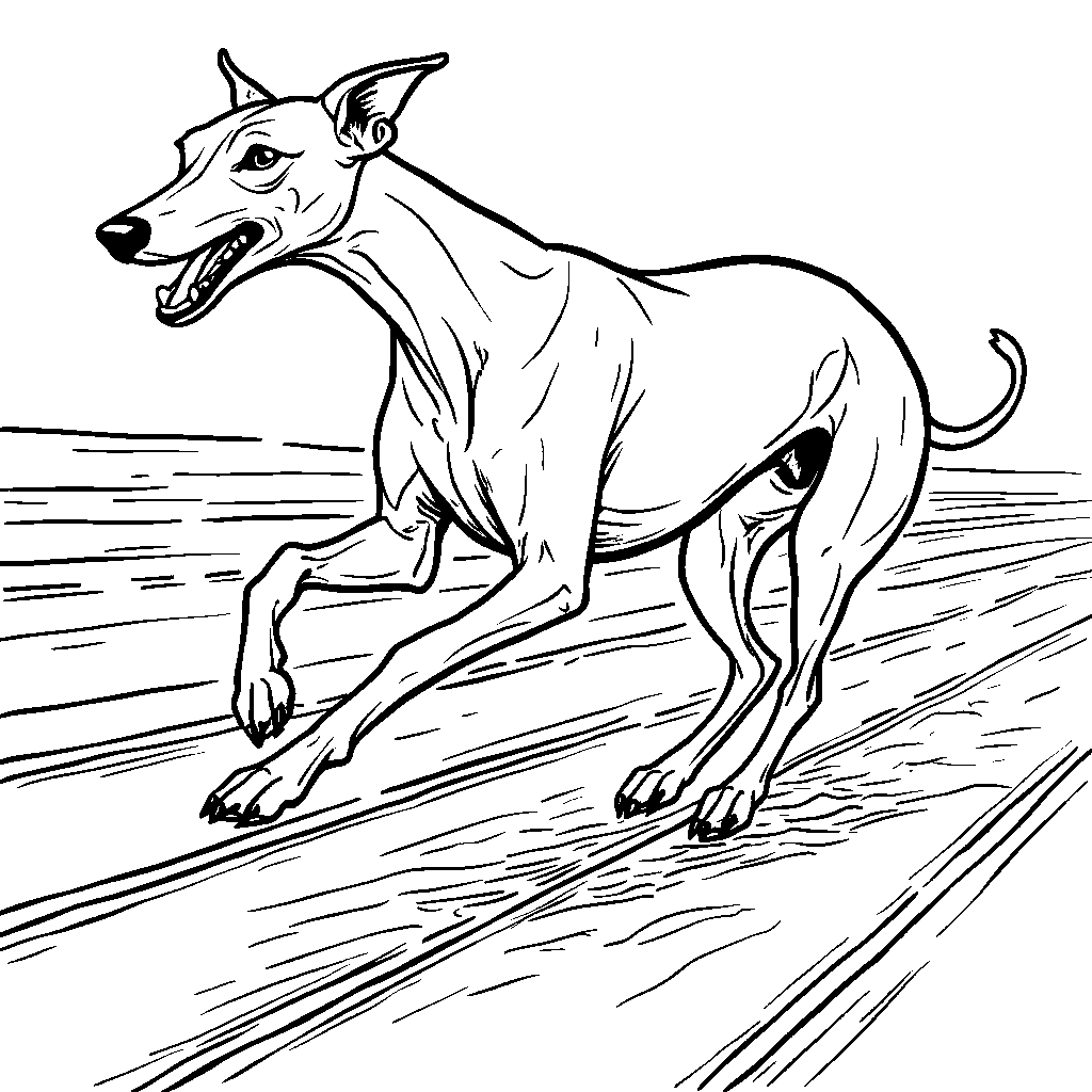 Greyhound running in a sprint race