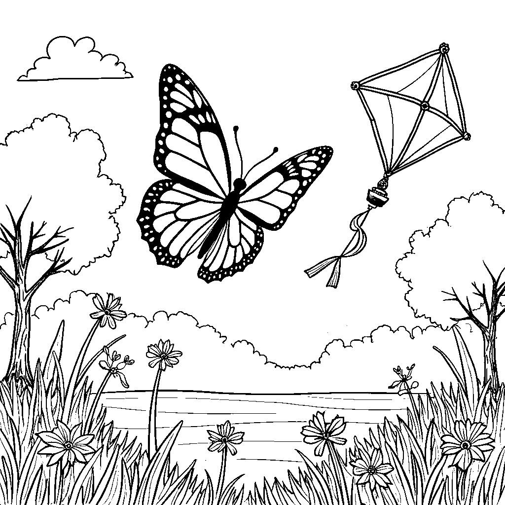 Papillon flying a kite in a windy park