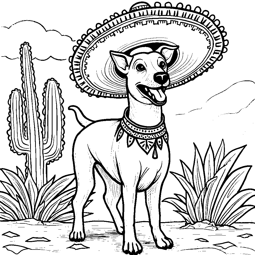 Xoloitzcuintli wearing a sombrero