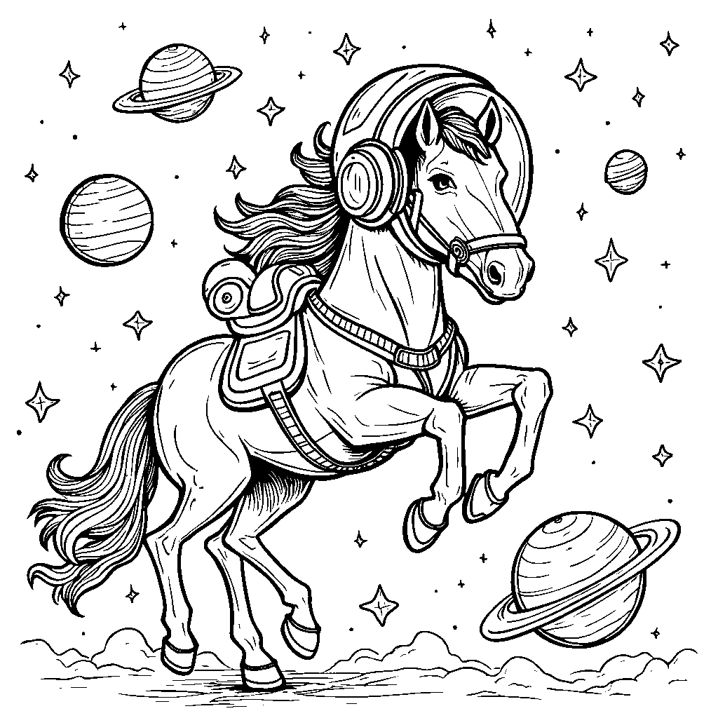 A horse in a space helmet