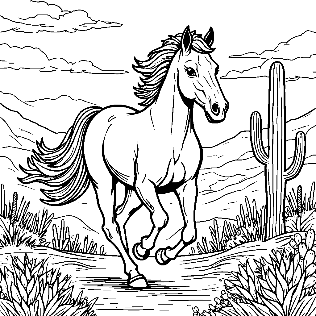 A horse in a sunny desert