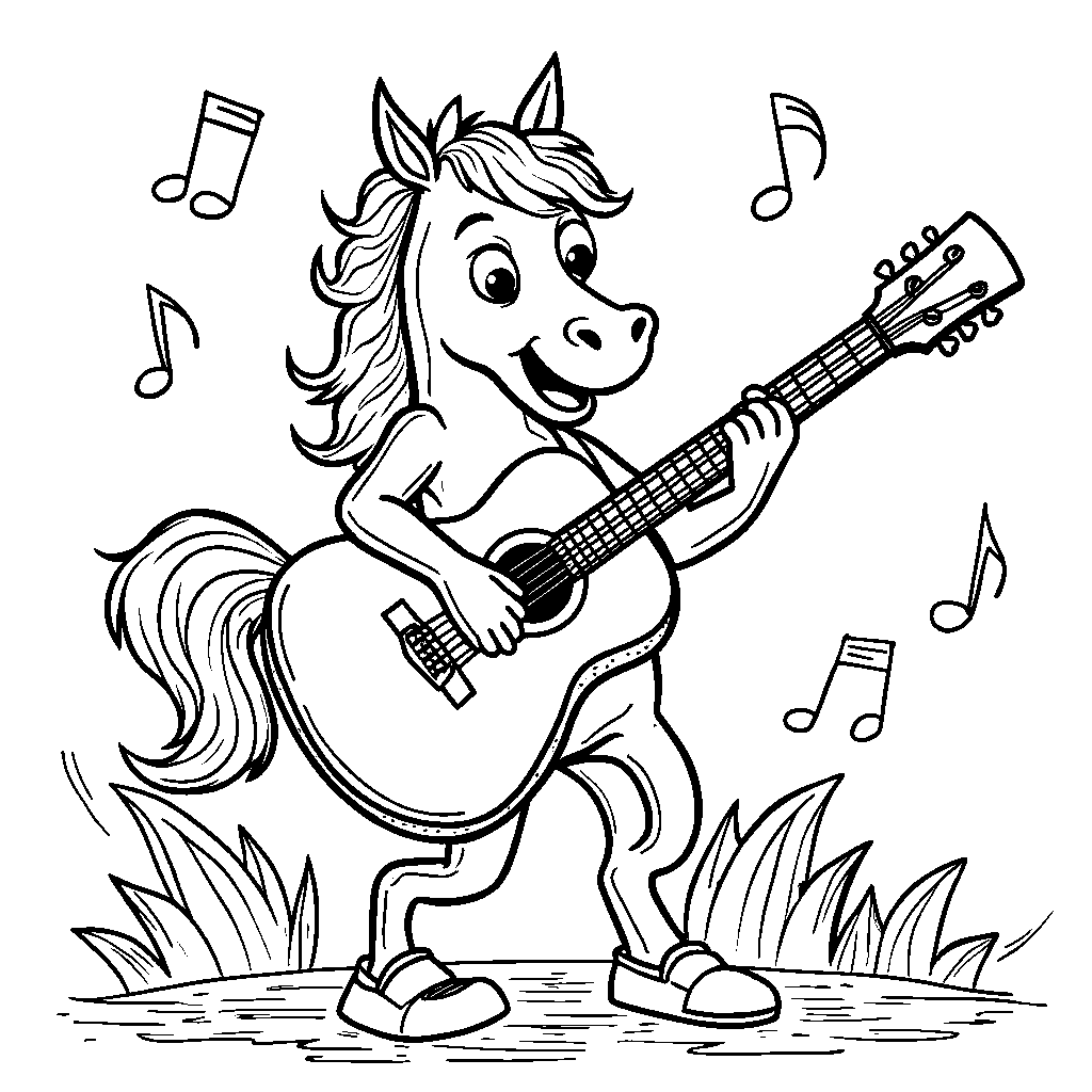 A horse playing the guitar