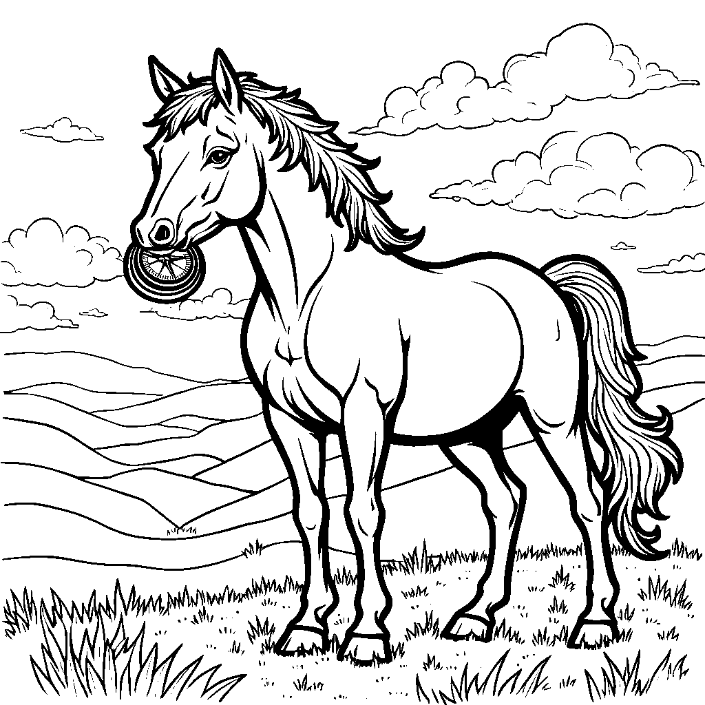 A horse with a compass