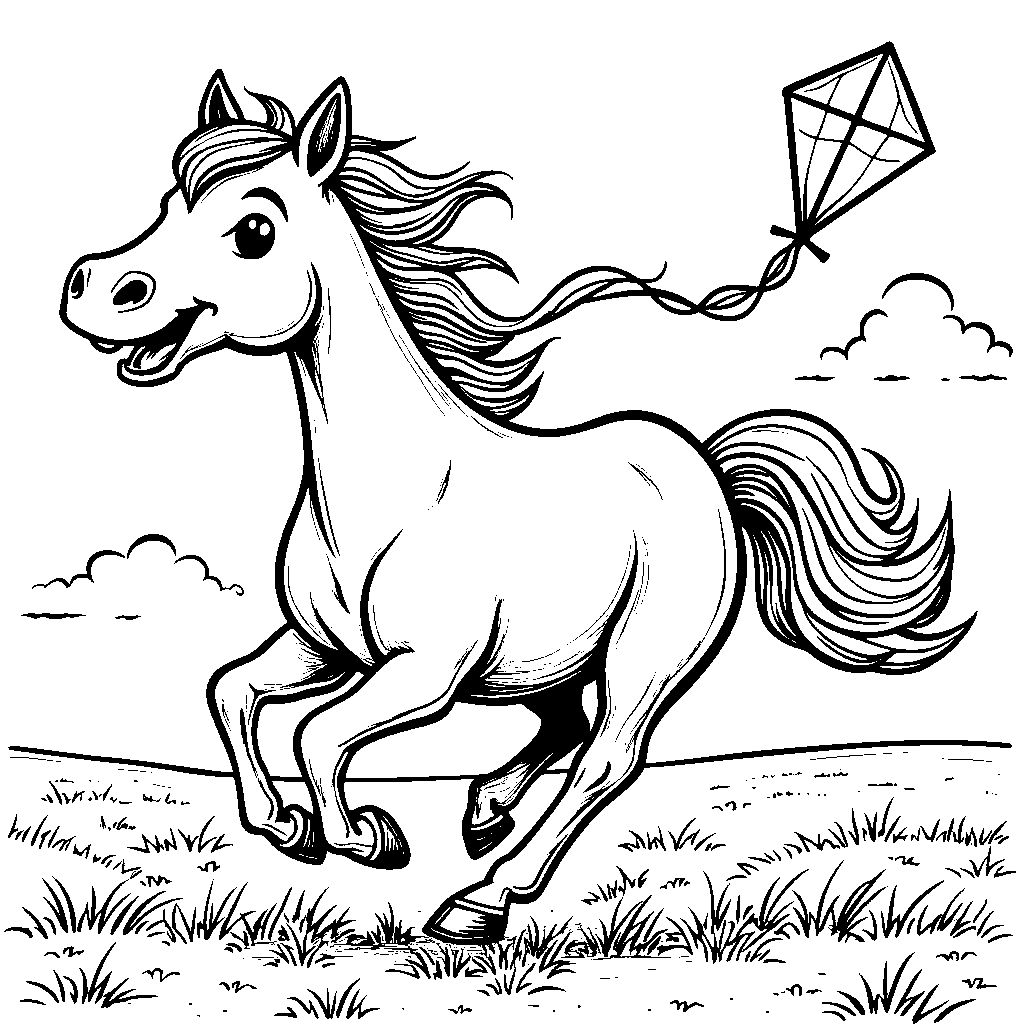 A horse with a kite