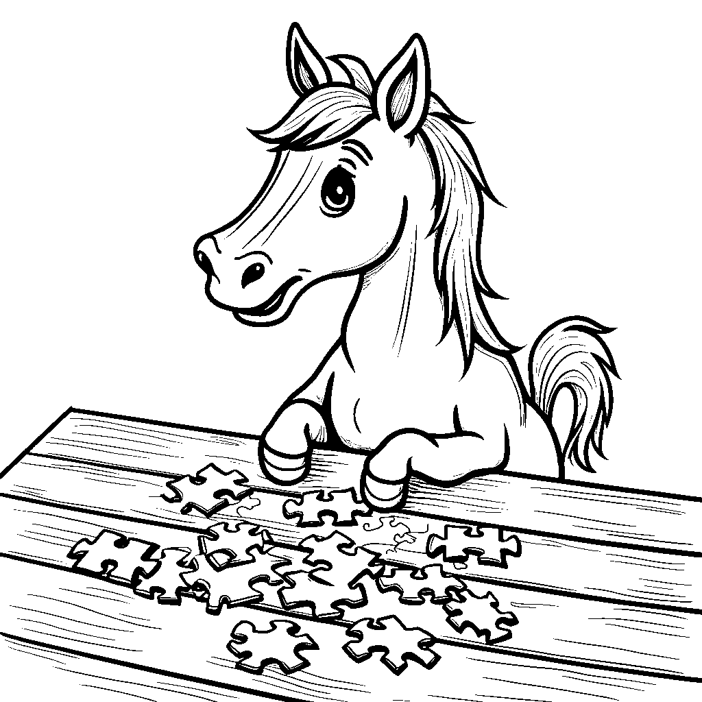 A horse with a puzzle