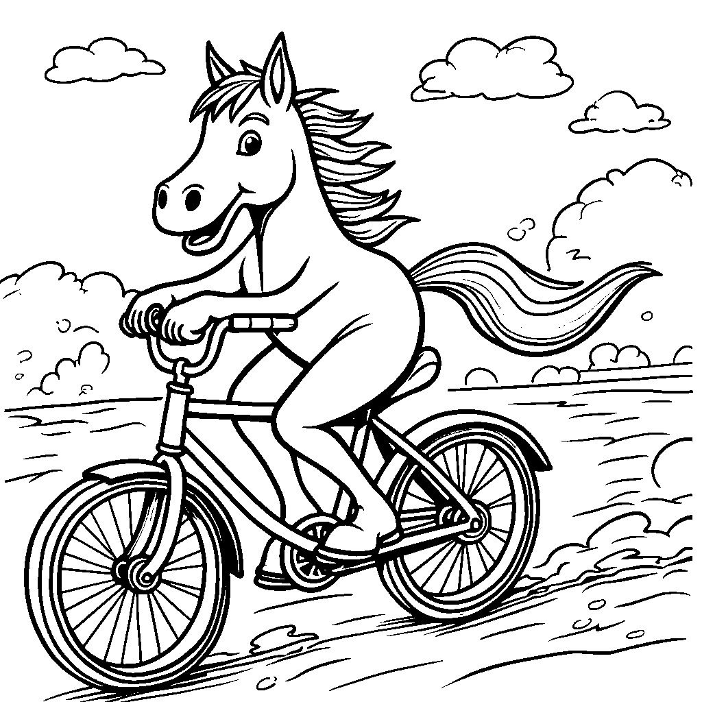 A horse riding a bike