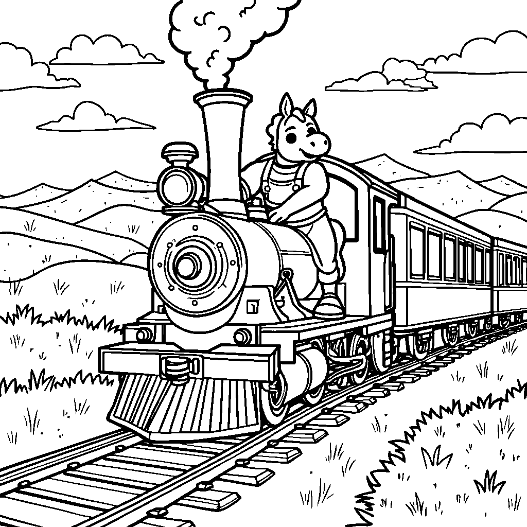 A horse riding a train