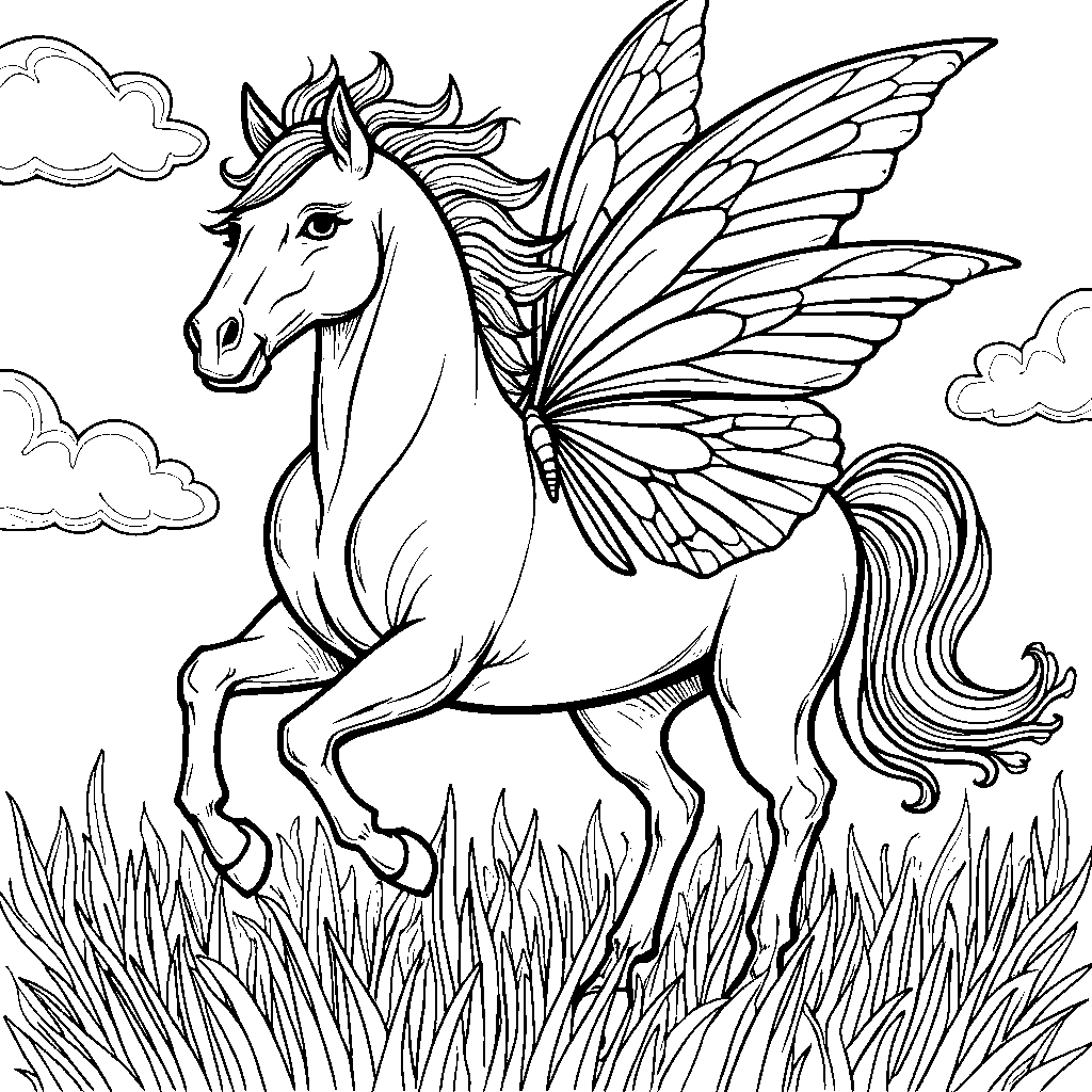 A horse with butterfly wings