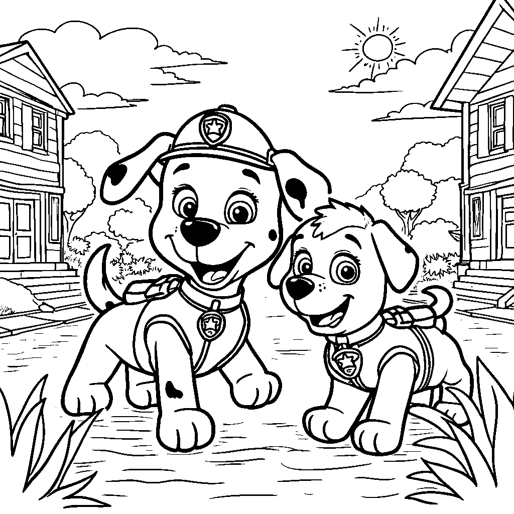 Marshall helping a lost puppy find its way home