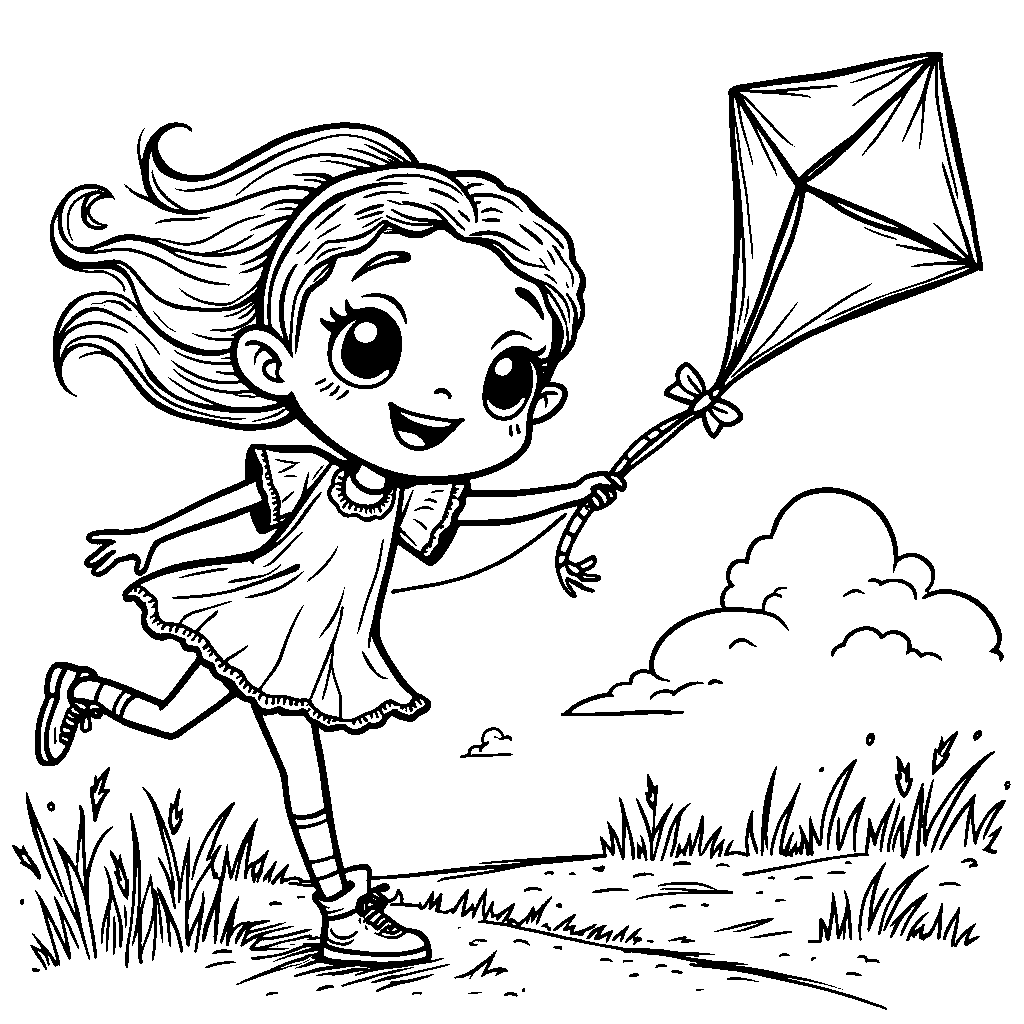 Skye flying her kite on a windy day