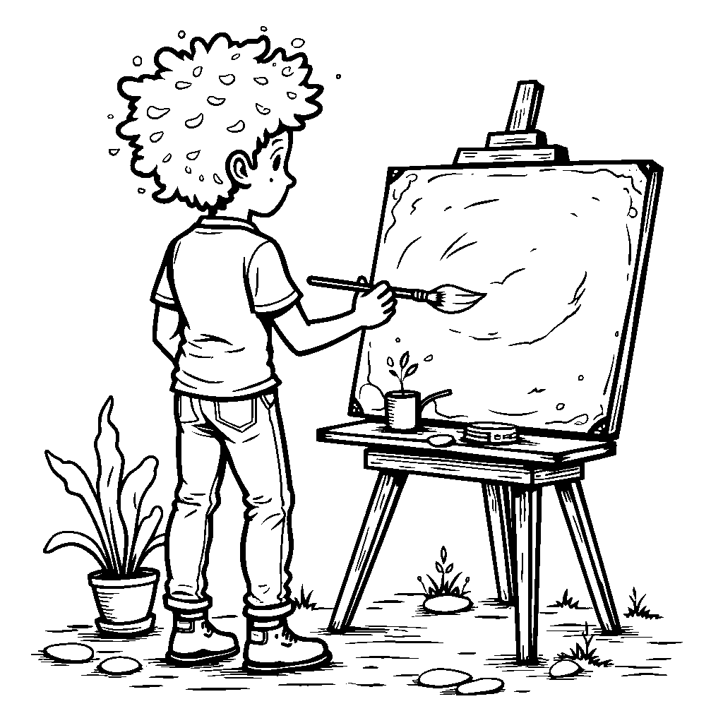 Artist Painting a Masterpiece