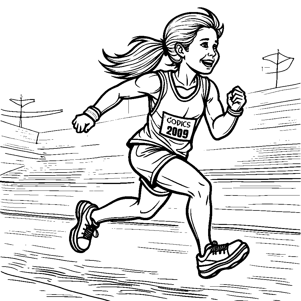 Athlete Running with a Medal