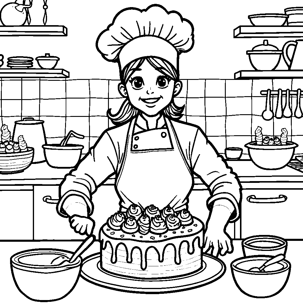 Chef Baking a Delicious Cake