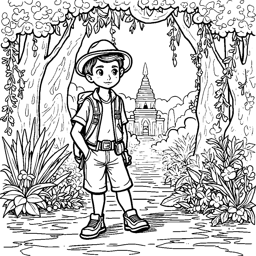 Explorer Discovering a Hidden Temple