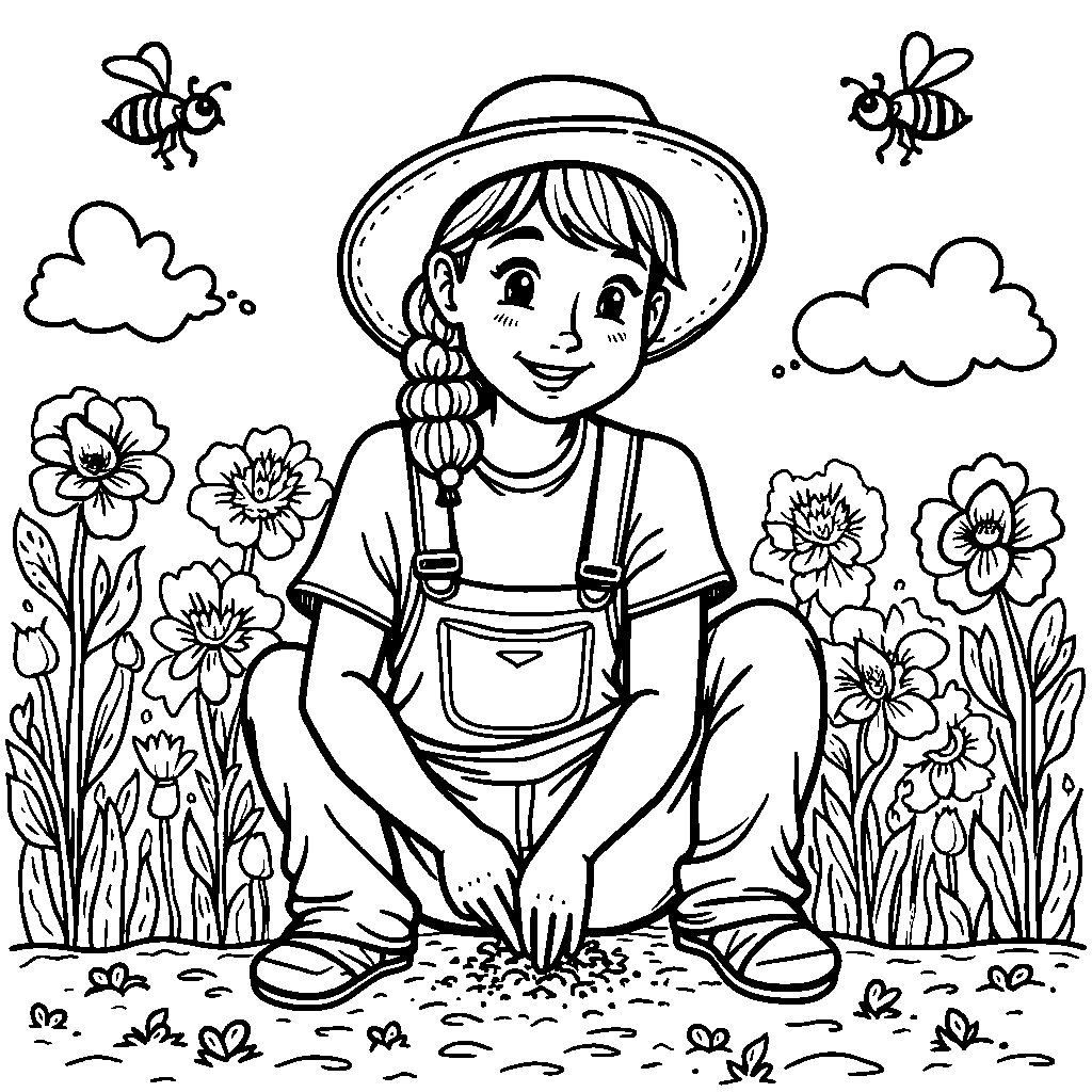 Farmer Planting Seeds in a Field