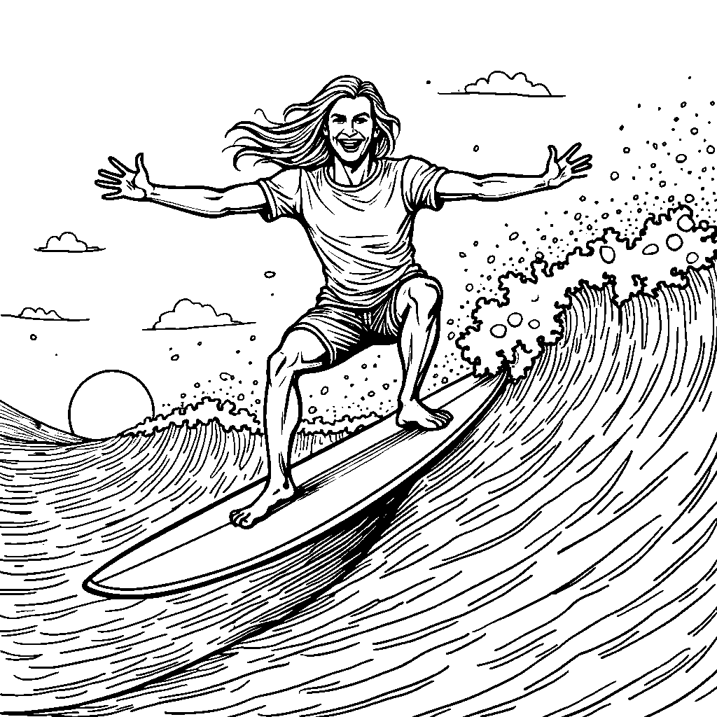 Surfer Riding a Wave